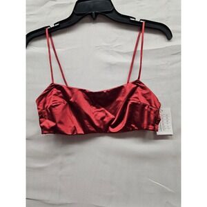 Auden Red Satin Bralette Small Adjustable Straps Wire Free Ruby Red MRMR02 NWT